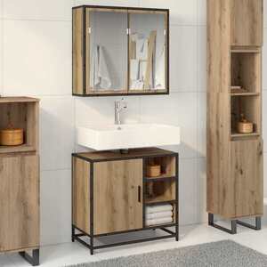 Imagine vidaXL Set de mobilier pentru baie 2 buc. Stejar Artizanal