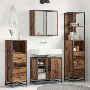 Imagine vidaXL Set de mobilier pentru baie 3 buc. Lemn Vechi 65 x 33 x 60 cm