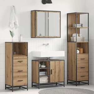 Imagine vidaXL Set de mobilier pentru baie 3 buc. Stejar Artizanal