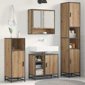 Imagine vidaXL Set de mobilier pentru baie 3 buc. Stejar Artizanal