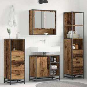 Imagine vidaXL Set de mobilier pentru baie 4 buc. Lemn Vechi 65 x 33 x 60 cm