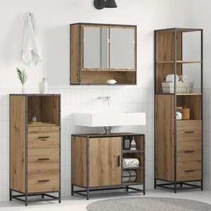 Imagine vidaXL Set de mobilier pentru baie 4 buc. Stejar Artizanal