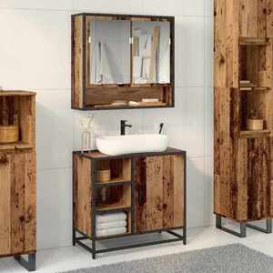 Imagine vidaXL Set de mobilier pentru baie 2 buc. Lemn Vechi 65 x 33 x 60 cm