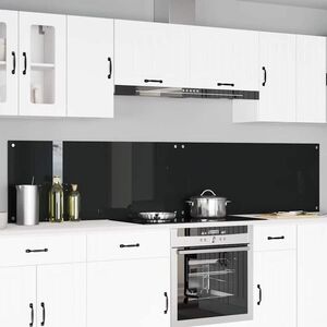 Imagine vidaXL Panou de bucătărie 2 buc. Negru 120 x 50 cm sticlă securizată