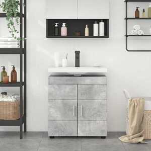 Imagine vidaXL Set dulap baie TULUM Gri din beton 60 x 34 x 63 cm