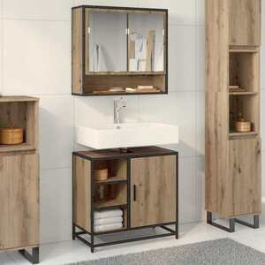 Imagine vidaXL Dulap de Baie Stejar Artizanal 65 x 33 x 60 cm Lemn prelucrat