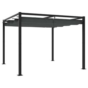 Imagine vidaXL Foișor de grădină cu acoperiș retractabil antracit 3x3 m oțel
