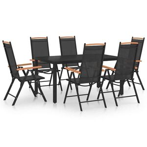 Imagine vidaXL Set mobilier pentru grădină, 7 piese, negru, aluminiu