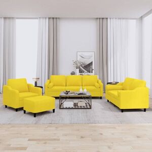 Imagine vidaXL Set de canapele cu perne, 4 piese, galben deschis, textil