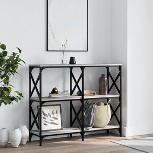 Imagine vidaXL Măsuță consolă, gri sonoma, 100x28x80, 5 cm, lemn prelucrat