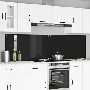 Imagine vidaXL Panou de bucătărie 2 buc. Negru 110 x 60 cm sticlă securizată