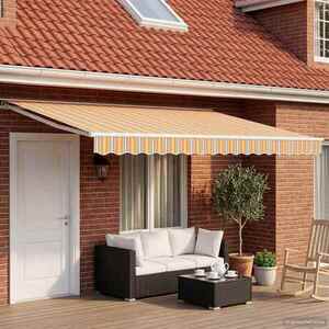 Imagine vidaXL Copertină retractabilă manuală Portocaliu, Gri, Albastru, Alb