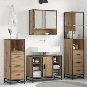 Imagine vidaXL Set de mobilier pentru baie 4 buc. Stejar Artizanal