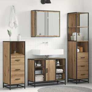 Imagine vidaXL Set de mobilier pentru baie 3 buc. Stejar Artizanal