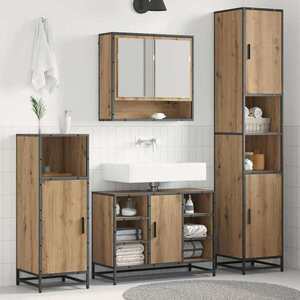Imagine vidaXL Set de mobilier pentru baie 3 buc. Stejar Artizanal