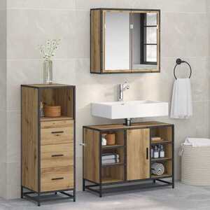 Imagine vidaXL Set de mobilier pentru baie 3 buc. Stejar Artizanal