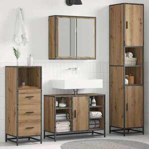Imagine vidaXL Set de mobilier pentru baie 3 buc. Stejar Artizanal
