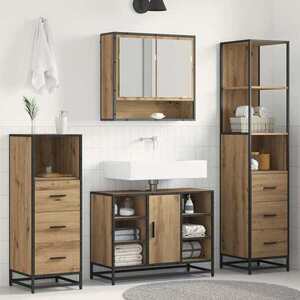 Imagine vidaXL Set de mobilier pentru baie 3 buc. Stejar Artizanal