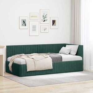 Imagine vidaXL Cadru de pat colțar Verde închis 90 cm x 190 cm Catifea