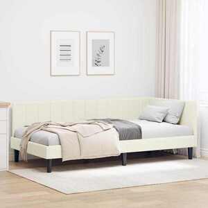 Imagine vidaXL Cadru de pat colțar cu headboard Crem 90 cm x 190 cm Catifea