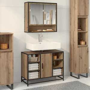 Imagine vidaXL Dulap de Baie Stejar Artizanal 80 x 33 x 60 cm Lemn prelucrat