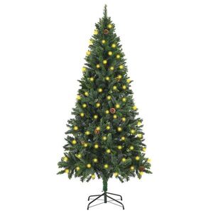 Imagine vidaXL Brad Crăciun artificial pre-iluminat globuri/conuri pin 180 cm