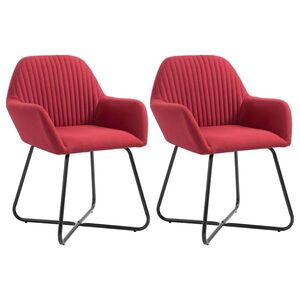 Imagine vidaXL Scaune de bucătărie, 2 buc., roșu vin, material textil