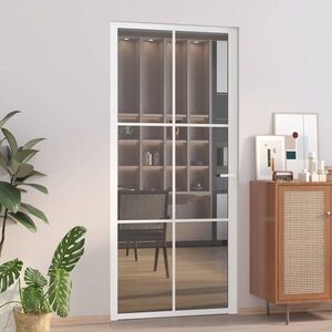 Imagine vidaXL Ușă de interior, 93x201, 5 cm, alb, sticlă ESG și aluminiu