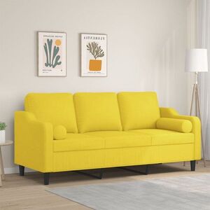 Imagine vidaXL Canapea cu 3 locuri cu pernuțe, galben deschis, 180 cm, textil