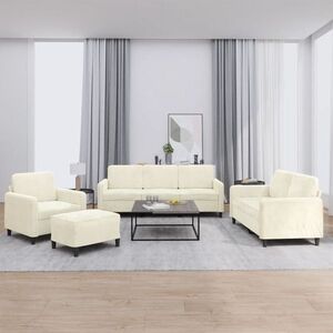 Imagine vidaXL Set de canapele, 4 piese, crem, catifea
