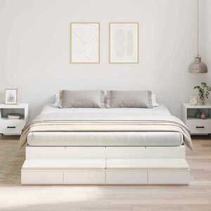 Imagine vidaXL Cadru de pat cu depozitare cu sertar Alb 180 cm Lemn prelucrat