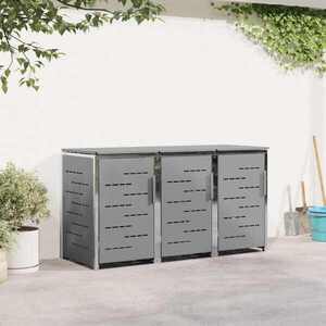 Imagine vidaXL Depozitare pentru Containere cu Roți Oţel inoxidabil Gri