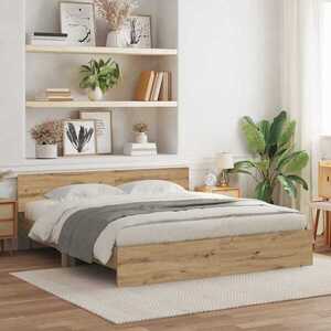 Imagine vidaXL Cadru de Pat cu Tăblie Stejar Artizanal 203 x 185 x 70 cm