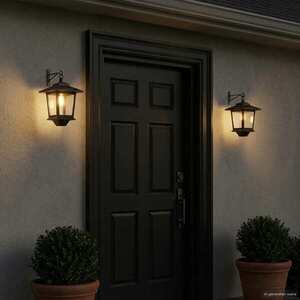 Imagine vidaXL Aplica de perete with LED Bulb 2 buc. Negru 19 x 14 x 25 cm