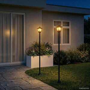 Imagine vidaXL Set de Stâlpi de Lumină 2 buc. Negru 16 x 16 x 156 cm