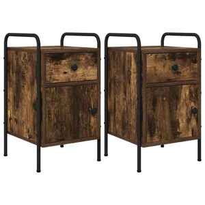 Imagine vidaXL Dulap de noapte 2 buc. Stejar fumuriu 35 x 36, 5 x 61 cm