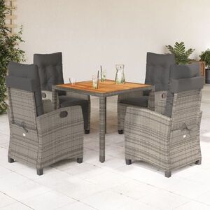 Imagine vidaXL Set mobilier de grădină cu perne, 5 piese, gri, poliratan