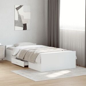 Imagine vidaXL Cadru de pat cu sertare, alb, 90x200 cm, lemn prelucrat