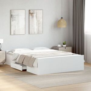 Imagine vidaXL Cadru de pat cu sertare, alb, 120x200 cm, lemn prelucrat