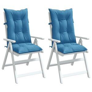 Imagine vidaXL Perne scaun spătar înalt 2buc melanj albastru 120x50x7cm textil