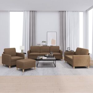 Imagine vidaXL Set de canapele cu perne, 4 piese, maro, textil