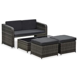 Imagine vidaXL Set mobilier de grădină cu perne, 4 piese, antracit, poliratan