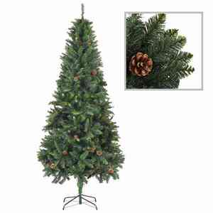 Imagine vidaXL Brad de Crăciun artificial cu conuri de pin, verde, 210 cm