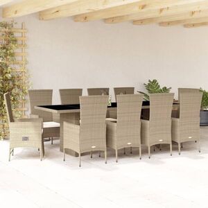 Imagine vidaXL Set mobilier de grădină cu perne, 11 piese, bej, poliratan
