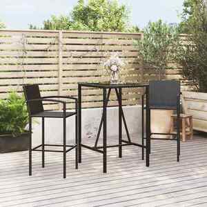 Imagine vidaXL Set mobilier bar de grădină, 3 piese, negru, poliratan