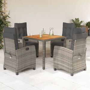 Imagine vidaXL Set mobilier de grădină cu perne, 5 piese, gri, poliratan