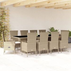 Imagine vidaXL Set mobilier de grădină cu perne, 11 piese, bej, poliratan