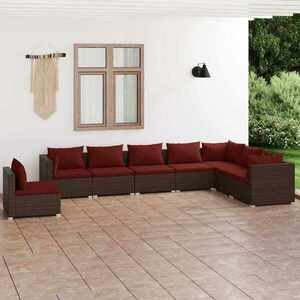 Imagine vidaXL Set mobilier de grădină cu perne, 8 piese, maro, poliratan