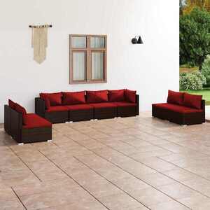 Imagine vidaXL Set mobilier de grădină cu perne, 8 piese, maro, poliratan
