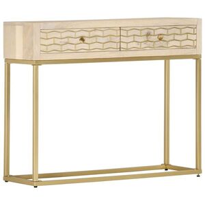 Imagine vidaXL Masă consolă, auriu, 90 x 30 x 75 cm, lemn masiv de mango